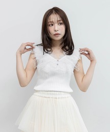 RANDA（ランダ）の「レースモチーフノースリーブニットトップス（ニット/セーター）」
