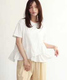 【NOAHL】アシメギャザーフリルTシャツ