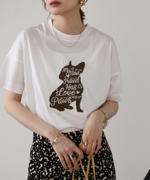 BRODIAEA 犬モチーフロゴ刺繍半袖Tシャツ