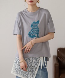 BRODIAEA 犬モチーフロゴ刺繍半袖Tシャツ