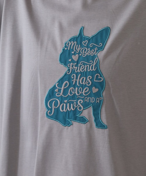 BRODIAEA（ブローディア）の「BRODIAEA 犬モチーフロゴ刺繍半袖Tシャツ（Tシャツ/カットソー・レディース・ブラック/シルバーグレー/グリーン/オフホワイト・40）」の8枚目の写真
