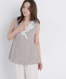 NATURAL BEAUTY BASIC | レースカラー付ペプラムジレ(ベスト)