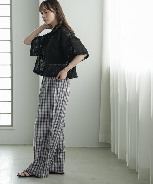 mili an deni(ミリアンデニ)の「チェックカーブワイドパンツ(その他パンツ・レディース・ネイビー/ブラウン・M)」の18枚目の写真