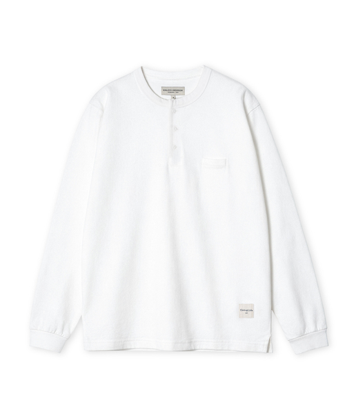EDINBURGH CLUB(エディンバラクラブ)の「HENLEY NECK LONG SLEEVE T-SHIRT (WHITE)(Tシャツ/カットソー・メンズ・ホワイト・SMALL/MEDIUM/LARGE)」の1枚目の写真