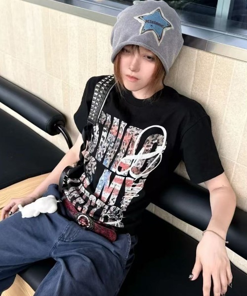 GEMEDA(ジェメダ)の「グラフィックプリント 半袖Tシャツ(Tシャツ/カットソー・レディース・ブラック/ホワイト・M)」の12枚目の写真
