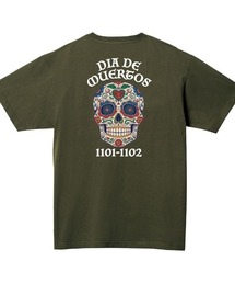 Ol' Basics(オール・ベーシックス) 半袖Tシャツ 死者の日 ドクロ 骸骨 バックプリント ポケットTシャツ 半袖 トップス カットソー アメカジ カジュアル レディース ユニセックス