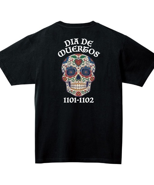 Ol' Basics(オールベーシックス)の「Ol' Basics(オール・ベーシックス) 半袖Tシャツ 死者の日 ドクロ 骸骨 バックプリント ポケットTシャツ 半袖 トップス カットソー アメカジ カジュアル レディース ユニセックス(Tシャツ/カットソー・レディース・ヘザーグレー/アーミー/ブラック/ホワイト・XS/S)」の2枚目の写真