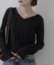 Vネック指空きTシャツ 長袖