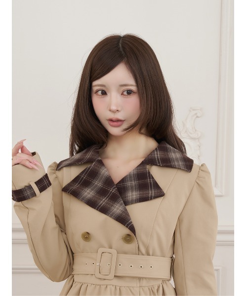 Darich(ダーリッチ)の「バルーンヘムチェックトレンチコート(トレンチコート・レディース・ベージュ/アイボリー/ブラウン・FREE)」の14枚目の写真