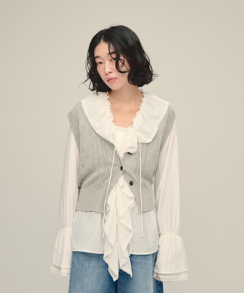 eL（エル）の「【eL】7G VCompact Vest/1068065（ベスト・レディース・ネイビー/レッド/グレー・FREE）」の2枚目の写真