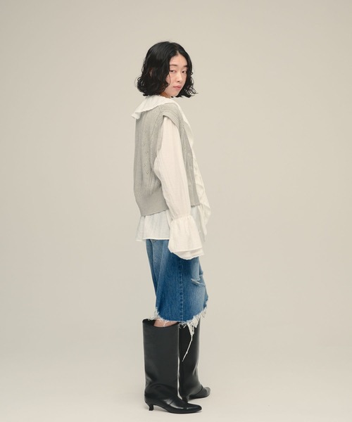 eL（エル）の「【eL】7G VCompact Vest/1068065（ベスト・レディース・ネイビー/レッド/グレー・FREE）」の5枚目の写真