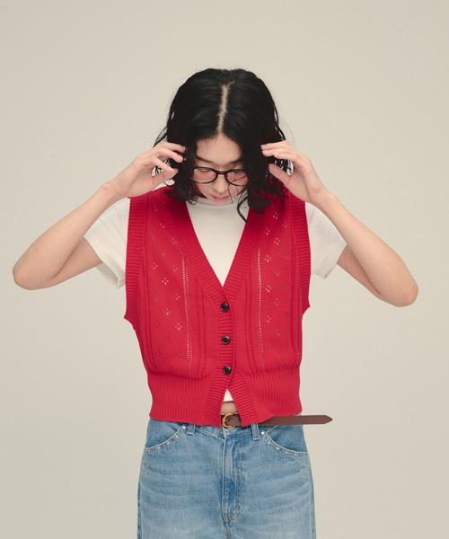 eL（エル）の「【eL】7G VCompact Vest/1068065（ベスト・レディース・ネイビー/レッド/グレー・FREE）」の14枚目の写真