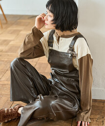 Freada（フリーダ）の「Freada/フリーダ レザレットオーバーオール（サロペット/オーバーオール）」
