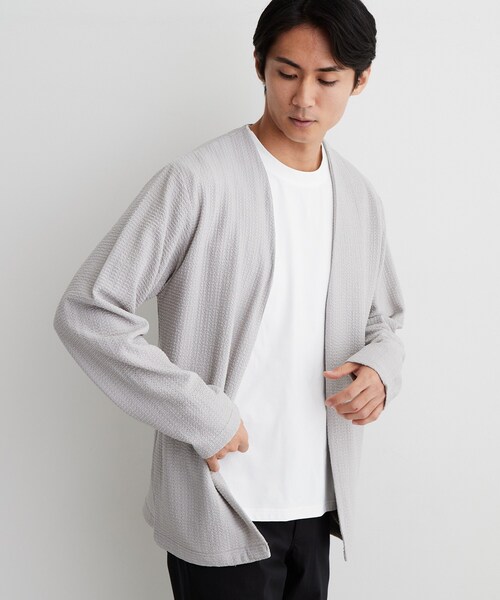 THE SHOP TK (ザ ショップ ティーケー )の「【半袖Tシャツ付き/洗濯機OK】アンサンブル 長袖カーディガン(カーディガン/ボレロ・メンズ・ネイビー/ライトグレー/モスグリーン・02/03/04)」の4枚目の写真