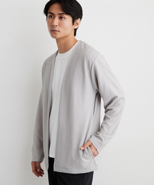 THE SHOP TK (ザ ショップ ティーケー )の「【半袖Tシャツ付き/洗濯機OK】アンサンブル 長袖カーディガン(カーディガン/ボレロ・メンズ・ネイビー/ライトグレー/モスグリーン・02/03/04)」の5枚目の写真