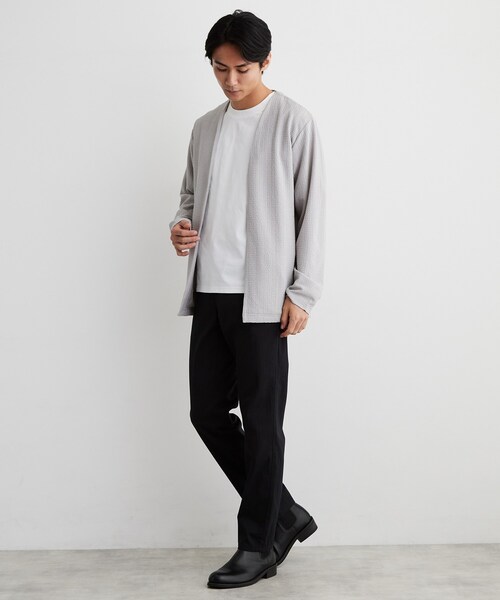 THE SHOP TK (ザ ショップ ティーケー )の「【半袖Tシャツ付き/洗濯機OK】アンサンブル 長袖カーディガン(カーディガン/ボレロ・メンズ・ネイビー/ライトグレー/モスグリーン・02/03/04)」の6枚目の写真