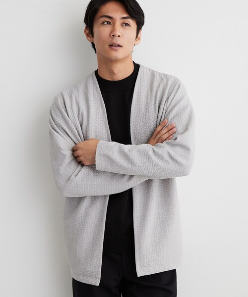 THE SHOP TK (ザ ショップ ティーケー )の「【半袖Tシャツ付き/洗濯機OK】アンサンブル 長袖カーディガン(カーディガン/ボレロ・メンズ・ネイビー/ライトグレー/モスグリーン・02/03/04)」の7枚目の写真