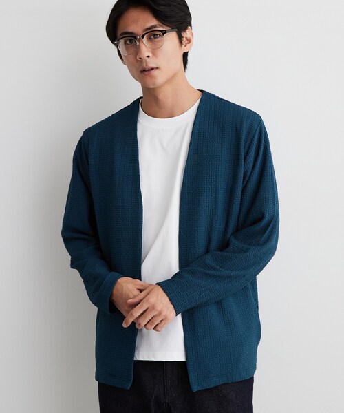 THE SHOP TK (ザ ショップ ティーケー )の「【半袖Tシャツ付き/洗濯機OK】アンサンブル 長袖カーディガン(カーディガン/ボレロ・メンズ・ネイビー/ライトグレー/モスグリーン・02/03/04)」の10枚目の写真