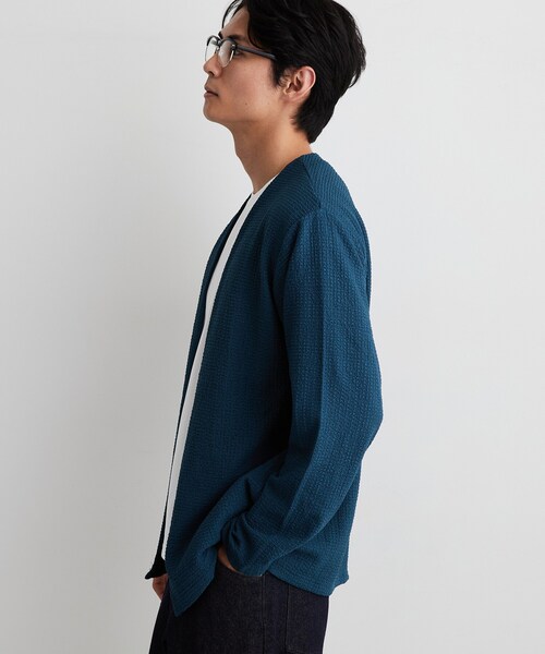 THE SHOP TK (ザ ショップ ティーケー )の「【半袖Tシャツ付き/洗濯機OK】アンサンブル 長袖カーディガン(カーディガン/ボレロ・メンズ・ネイビー/ライトグレー/モスグリーン・02/03/04)」の11枚目の写真