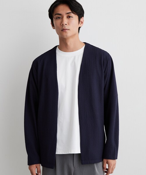 THE SHOP TK (ザ ショップ ティーケー )の「【半袖Tシャツ付き/洗濯機OK】アンサンブル 長袖カーディガン(カーディガン/ボレロ・メンズ・ネイビー/ライトグレー/モスグリーン・02/03/04)」の16枚目の写真
