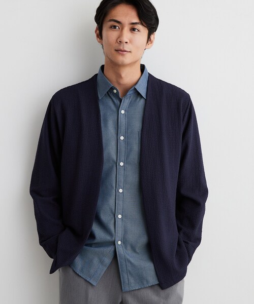 THE SHOP TK (ザ ショップ ティーケー )の「【半袖Tシャツ付き/洗濯機OK】アンサンブル 長袖カーディガン(カーディガン/ボレロ・メンズ・ネイビー/ライトグレー/モスグリーン・02/03/04)」の19枚目の写真