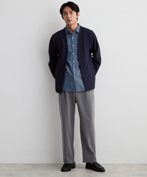THE SHOP TK (ザ ショップ ティーケー )の「【半袖Tシャツ付き/洗濯機OK】アンサンブル 長袖カーディガン(カーディガン/ボレロ・メンズ・ネイビー/ライトグレー/モスグリーン・02/03/04)」の20枚目の写真