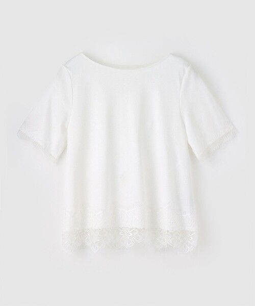 ANAYI(アナイ)の「スムースレース使いプルオーバー(Tシャツ/カットソー・レディース・ブラック/ホワイト・38)」の1枚目の写真