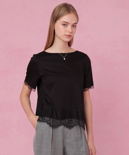 ANAYI(アナイ)の「スムースレース使いプルオーバー(Tシャツ/カットソー・レディース・ブラック/ホワイト・38)」の3枚目の写真