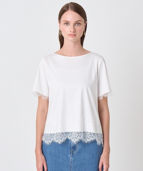 ANAYI(アナイ)の「スムースレース使いプルオーバー(Tシャツ/カットソー・レディース・ブラック/ホワイト・38)」の6枚目の写真