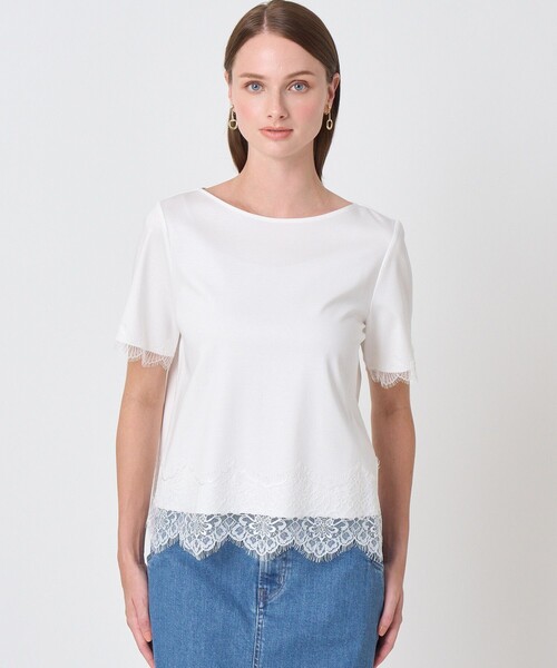 ANAYI(アナイ)の「スムースレース使いプルオーバー(Tシャツ/カットソー・レディース・ブラック/ホワイト・38)」の9枚目の写真