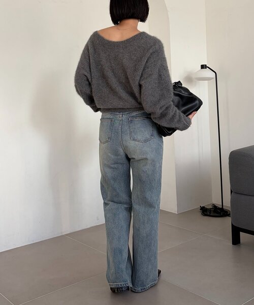 CAPRICIEUX LE'MAGE（カプリシューレマージュ）の「【前後2way】ブローチ付FOXカシミアニット（ニット/セーター・レディース・モカ/ミント/グレー/オフホワイト/イエロー・FREE）」の8枚目の写真