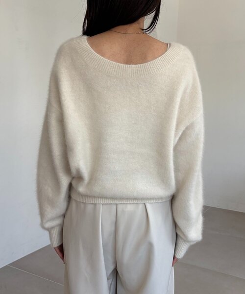 CAPRICIEUX LE'MAGE（カプリシューレマージュ）の「【前後2way】ブローチ付FOXカシミアニット（ニット/セーター・レディース・モカ/ミント/グレー/オフホワイト/イエロー・FREE）」の13枚目の写真