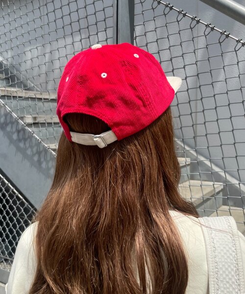 HELLO.SANFRANCISCO(ハローサンフランシスコ)の「【HELLO.SANFRANCISCO】ツートーンロゴコーデュロイキャップ(キャップ・レディース・レッド/ピンク/グリーン・ONE SIZE)」の18枚目の写真