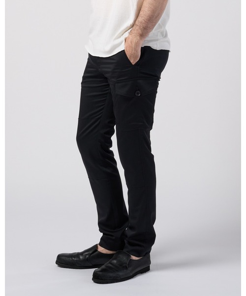 wjk(ダヴルジェイケイ)の「fine satin slim cargo(カーゴパンツ・メンズ・ブラック/ホワイト/カーキ・X-LARGE/LARGE/MEDIUM/SMALL)」の2枚目の写真