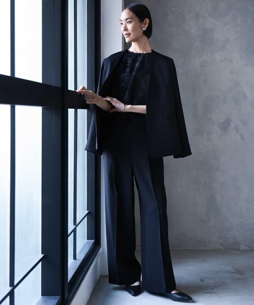 MICHEL KLEIN（ミッシェル・クラン）の「[セットアップ対応]ノーカラージャケット（ノーカラージャケット・レディース・ブラック・38）」の5枚目の写真