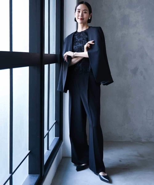 MICHEL KLEIN（ミッシェル・クラン）の「[セットアップ対応]ノーカラージャケット（ノーカラージャケット・レディース・ブラック・38）」の7枚目の写真