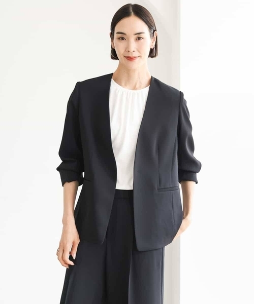 MICHEL KLEIN（ミッシェル・クラン）の「[セットアップ対応]ノーカラージャケット（ノーカラージャケット・レディース・ブラック・38）」の9枚目の写真