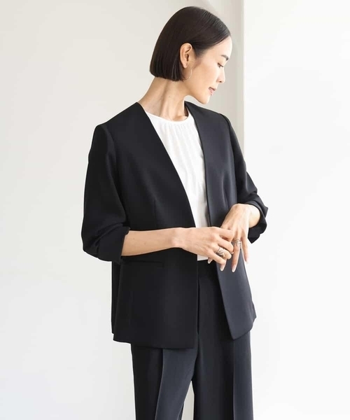 MICHEL KLEIN（ミッシェル・クラン）の「[セットアップ対応]ノーカラージャケット（ノーカラージャケット・レディース・ブラック・38）」の10枚目の写真