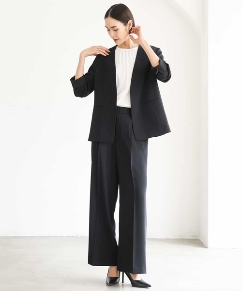 MICHEL KLEIN（ミッシェル・クラン）の「[セットアップ対応]ノーカラージャケット（ノーカラージャケット・レディース・ブラック・38）」の12枚目の写真