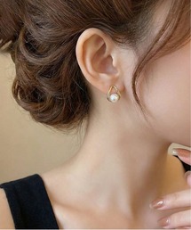 パールツイストフープピアス/デザインピアス 18Kゴールドメッキ/シルバーメッキ