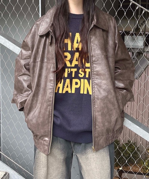 INGNI(イング)の「ファーティペット付フェイクレザービッグブルゾン(ブルゾン・レディース・ブラック/ブラウン・M)」の13枚目の写真