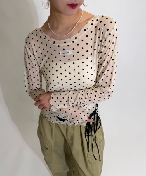 w closet(ダブルクローゼット)の「ドットシアープルオーバー(Tシャツ/カットソー・レディース・ブラウン/オフホワイト/ブラック・FREE)」の10枚目の写真