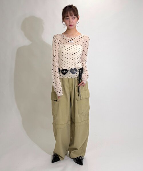 w closet(ダブルクローゼット)の「ドットシアープルオーバー(Tシャツ/カットソー・レディース・ブラウン/オフホワイト/ブラック・FREE)」の14枚目の写真