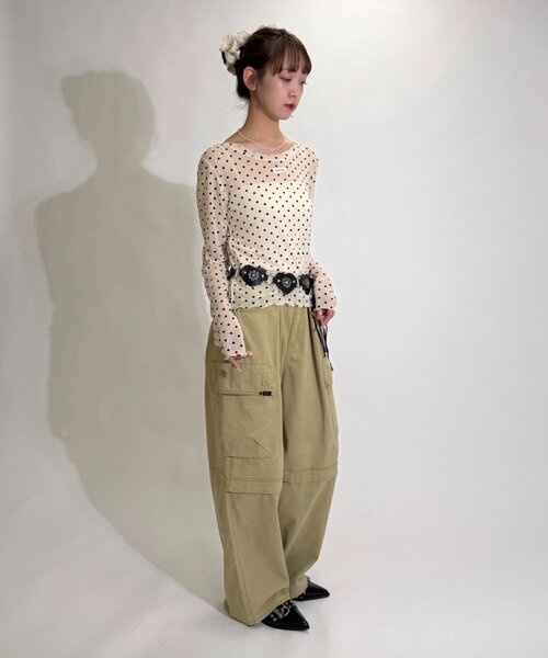 w closet(ダブルクローゼット)の「ドットシアープルオーバー(Tシャツ/カットソー・レディース・ブラウン/オフホワイト/ブラック・FREE)」の15枚目の写真