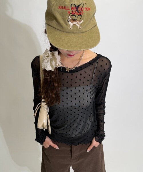 w closet(ダブルクローゼット)の「ドットシアープルオーバー(Tシャツ/カットソー・レディース・ブラウン/オフホワイト/ブラック・FREE)」の17枚目の写真