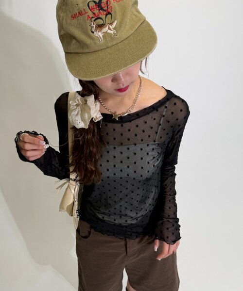 w closet(ダブルクローゼット)の「ドットシアープルオーバー(Tシャツ/カットソー・レディース・ブラウン/オフホワイト/ブラック・FREE)」の18枚目の写真