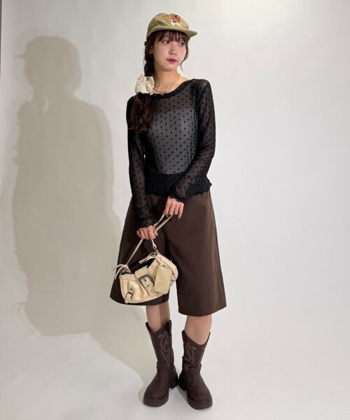 w closet(ダブルクローゼット)の「ドットシアープルオーバー(Tシャツ/カットソー・レディース・ブラウン/オフホワイト/ブラック・FREE)」の21枚目の写真