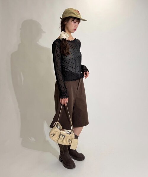 w closet(ダブルクローゼット)の「ドットシアープルオーバー(Tシャツ/カットソー・レディース・ブラウン/オフホワイト/ブラック・FREE)」の22枚目の写真