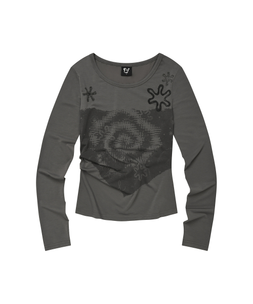 LMR(エルエムアール)の「ヴィンテージスワールグラフィック長袖Tシャツダークグレー(Tシャツ/カットソー・レディース・ダークグレー・MEDIUM/SMALL)」の6枚目の写真