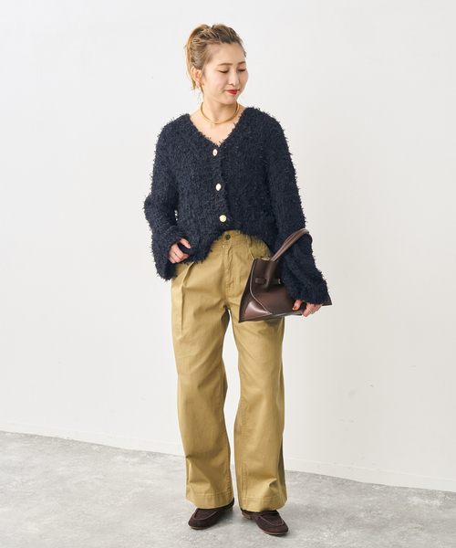 Spick & Span(スピックアンドスパン)の「チュールテープヤーンニットジャケット(ニット/セーター・レディース・ホワイト/ネイビー・FREE)」の4枚目の写真
